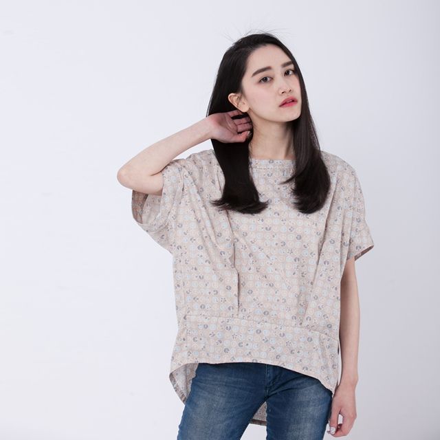 Jane simple double crease top / Latte - トップス - コットン・麻 ブラウン