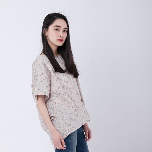 Jane simple double crease top / Latte - トップス - コットン・麻 ブラウン