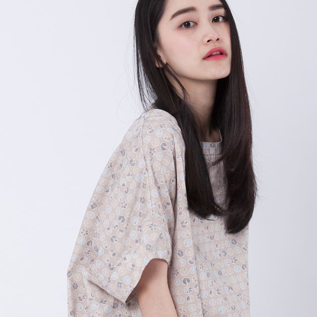 Jane simple double crease top / Latte - トップス - コットン・麻 ブラウン