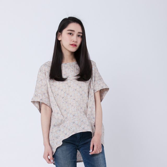 Jane simple double crease top / Latte - トップス - コットン・麻 ブラウン