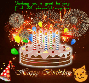 300 ANIMATED BIRTHDAY CAKE FLAMING CANDLES FIRE WORKS photo 300 ANIMATED HAPPY BIRTHDAY CAKE BURNING CANDLES CAT AND PARTY HAT NEW NEW_zpsbi6yjdjl.gif