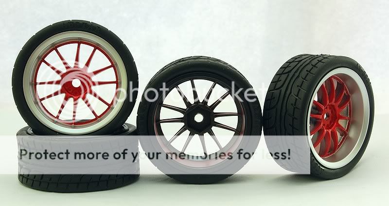4PCS 1/10 RC Car 12 Spoke Wheel rubber tires